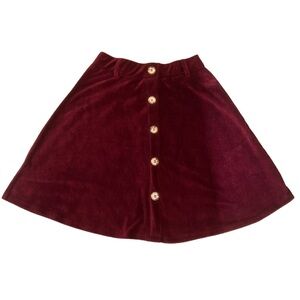Altar'd State (XS) A-line Skirt in Cranberry Corduroy & Tortoiseshell buttons